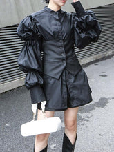 Vintage Layered Puff Sleeve Long Shirt